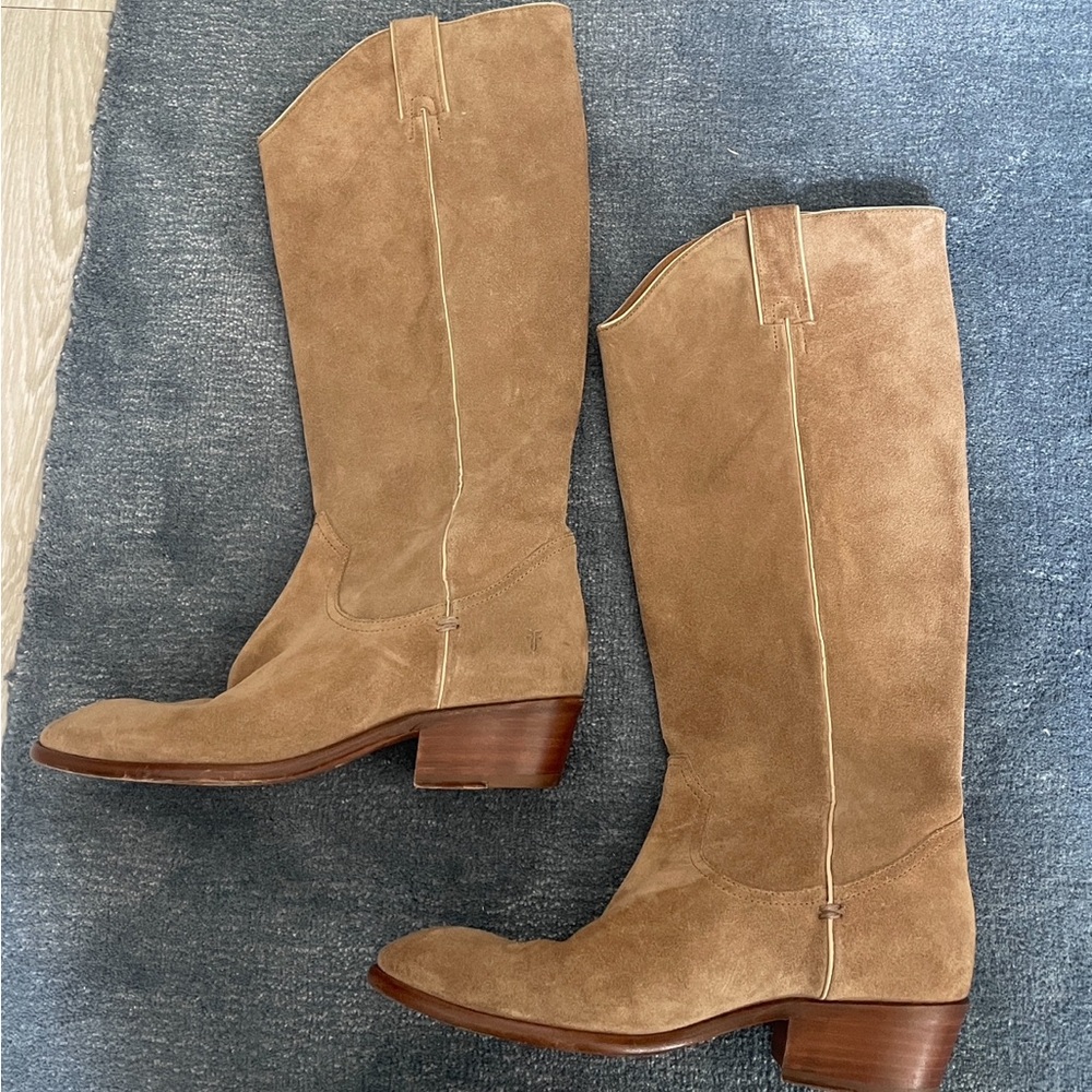 Frye Brown Suede Heeled Boots